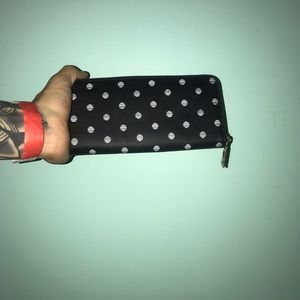 Black and white pok a dot wallet